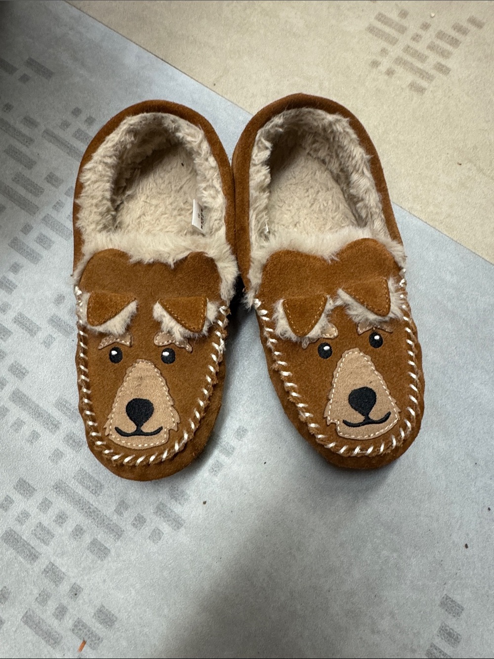 Mini Boden Kids Brown Dog Slip-On Slippers size 31 (toddler 12-13)